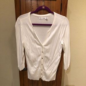 New York & Company, 3/4 sleeve, Size Medium, white cardigan/sweater